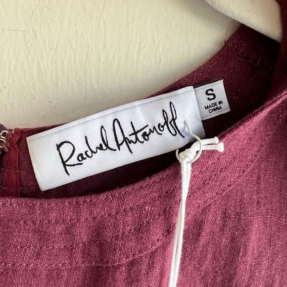 Rachel Antonoff Dress Linen Cotton Blend Midi Sleeveless Pockets Size Small NWT - Picture 10 of 13